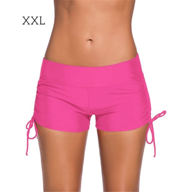 Soidarity Bañador de cintura baja con correa lateral de color liso para mujer Traje de baño Rosa roja XXL Soidarity OD001260-17