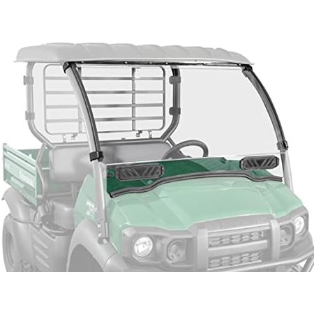 SuperATV Heavy Duty Full Windshield for 2017+ Kawasaki Mule SX | 1/4" Clear Scratch Resistant Polycarbonate | Fits Contours of Cage Perfectly | Easy Installation | Made in the USA!