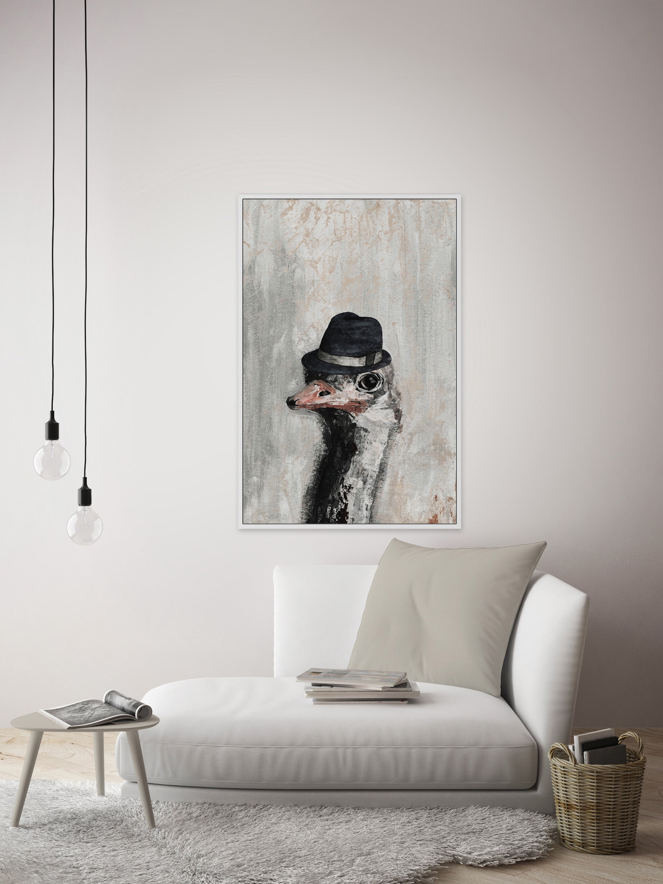 Mister Ostrich Floater Framed Painting Print on Canvas