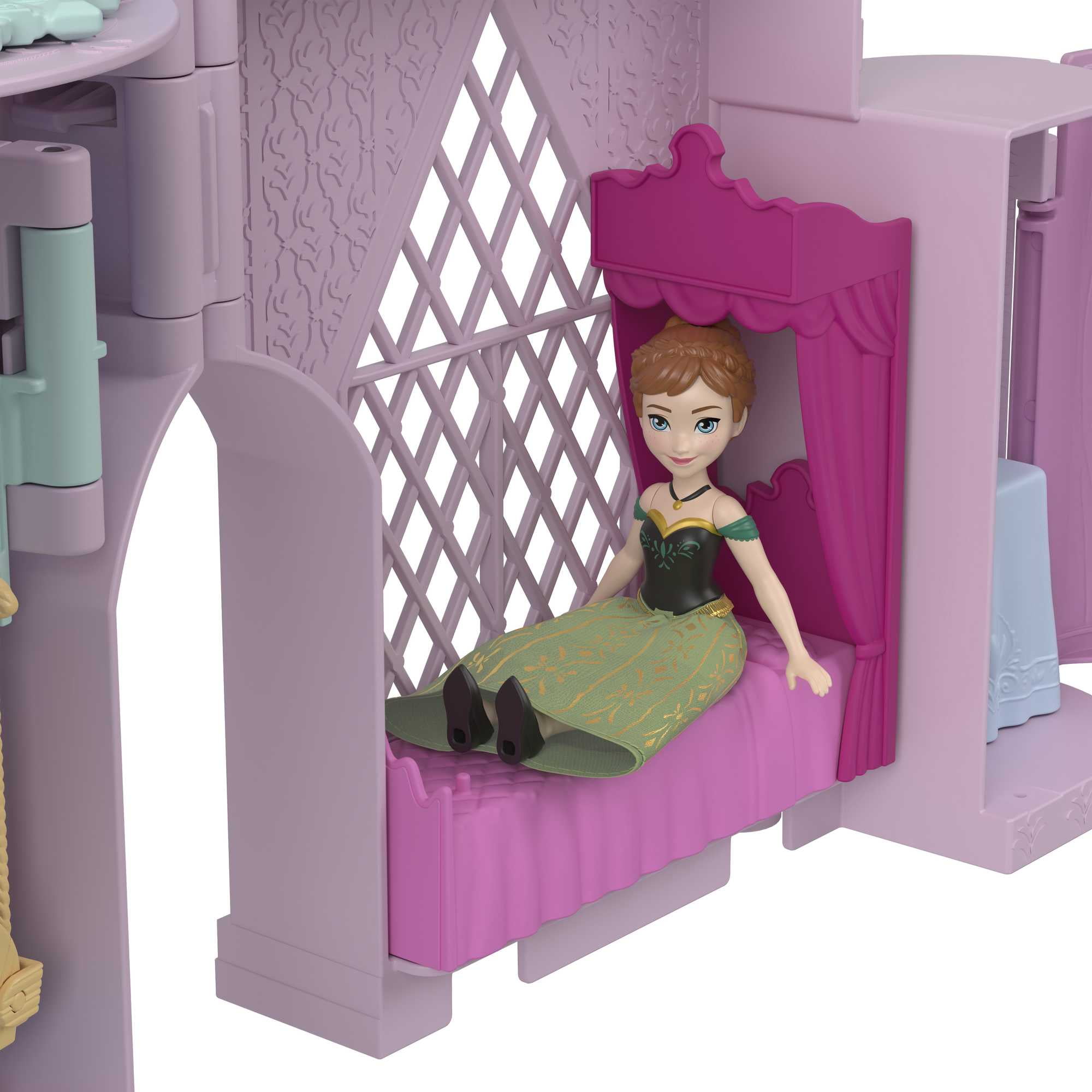 Disney Frozen Storytime Stackers Playset, Anna’s Arendelle Castle Dollhouse with Small Doll