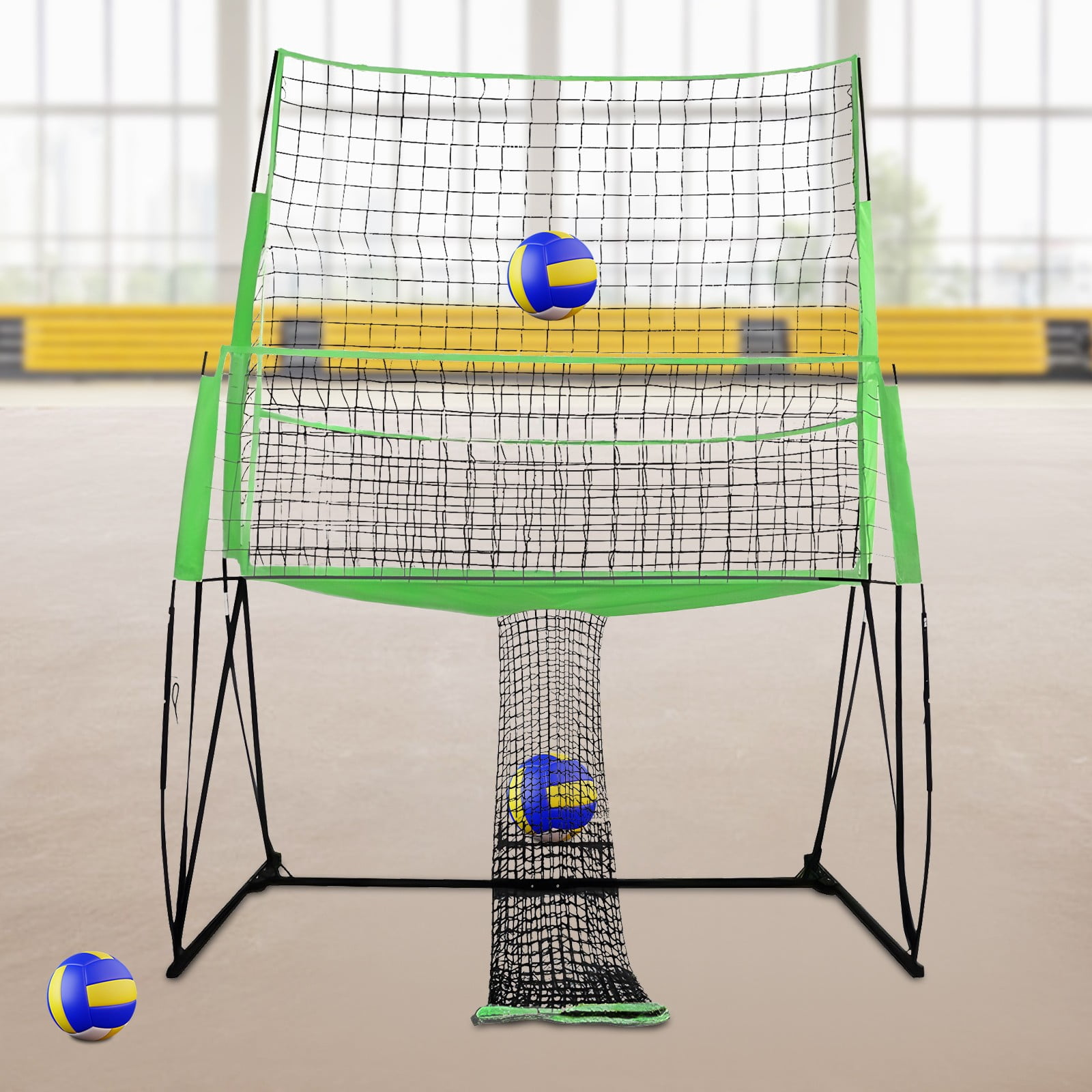 ToppiJoy 8*11ft Volleyball Training Equipment Net, Volleyball Spike Trainer for Indoor and Outdoor, 4 Adjustable Heights & Portable Carry Bag for Team and Solo Training(Green)