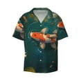 thumbnail image 2 of Lsque Koi Pond Lilies print Men's Cuban Collar Short Sleeve Shirt Summer Beachwear Casual Button Down Fashionable Vacation Leisure Shirt-Medium, 2 of 7