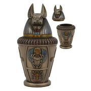 Ebros Ancient Egyptian Gods and Deities Duamutef Canopic Jar Statue 5.75" H Four Sons of Horus with Winged Scarab and Ankh Base Figurine Storage Box Kingdom Egypt Collectible Decor Sculpture Replica
