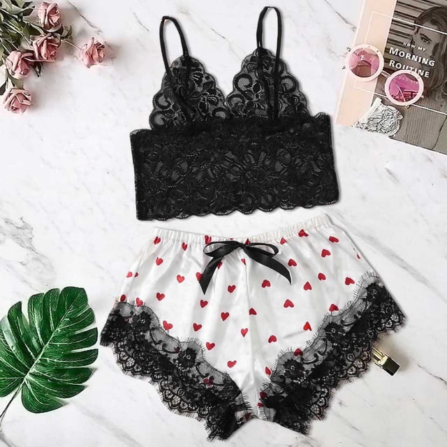 Puntoco Mujer Casual Satén Encaje Costura Ropa De Casa Sexy Tirante Chaleco Traje Liquidación Puntoco Puntoco-3644
