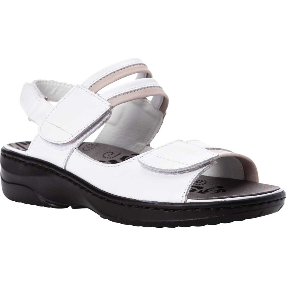 Propet Women's Propet Greta Adjustable Strap Sandal White Leather 8.5