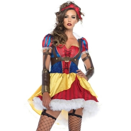 Leg Avenue Women's 3 Piece Rebel Snow White Costume, Multi,