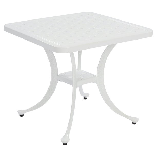 Home Styles La Jolla Cast Aluminum Outdoor White Accent Table Walmart Com Walmart Com