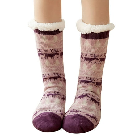 

Liveday 1 Pair Women Indoor Floor Socks Warm Stretchy Non-slip for Winter Christmas Home New