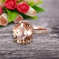thumbnail image 4 of 1.75 Carat 8x6mm Oval Cut Morganite Engagement Ring Wedding Ring Anniversary Gift On 10k Rose Gold Filigree Retro Vintage Floral Set, 4 of 5