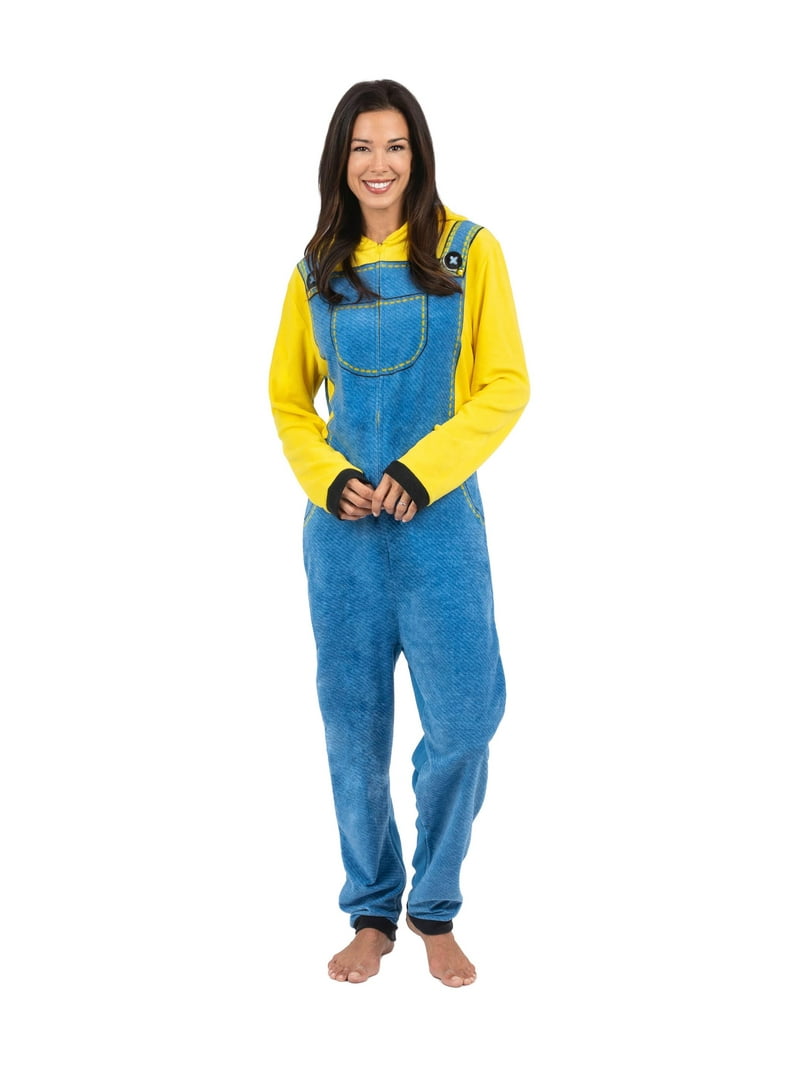 Despicable Me Adult Minions Onesie Pajama Costume, Halloween PJs - Main Image