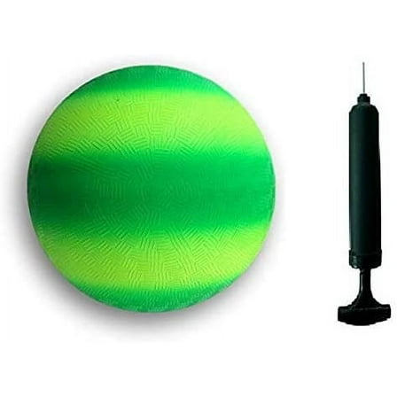Green Stripe Playground Ball with Air Pump and Needle, Bouncy Ball Dodgeball Kick Ball