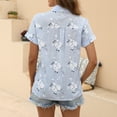 thumbnail image 4 of BXJX Button Up Shirts for Women Comfy Loose Floral Print Lapel Short Sleeve Summer Shirt Light Blue Size 4XL, 4 of 6