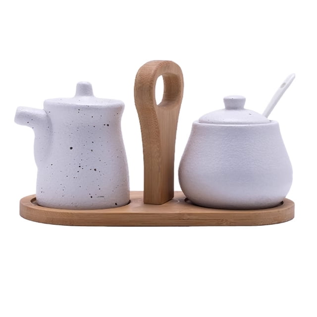 Qeeadeea Cream And Sugar Set For Coffee Bar, Creamer And Sugar Sets, Sugar Bowl And Creamer Set, Gradient Coffee Serving Set-White-Milk jug and sugar jar