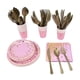 thumbnail image 1 of Decoraciones para fiestas rosas, suministros para fiestas rosas, servilletas rosas desechables, platos de cumpleaños rosas, los mejores materiales, 1 of 12