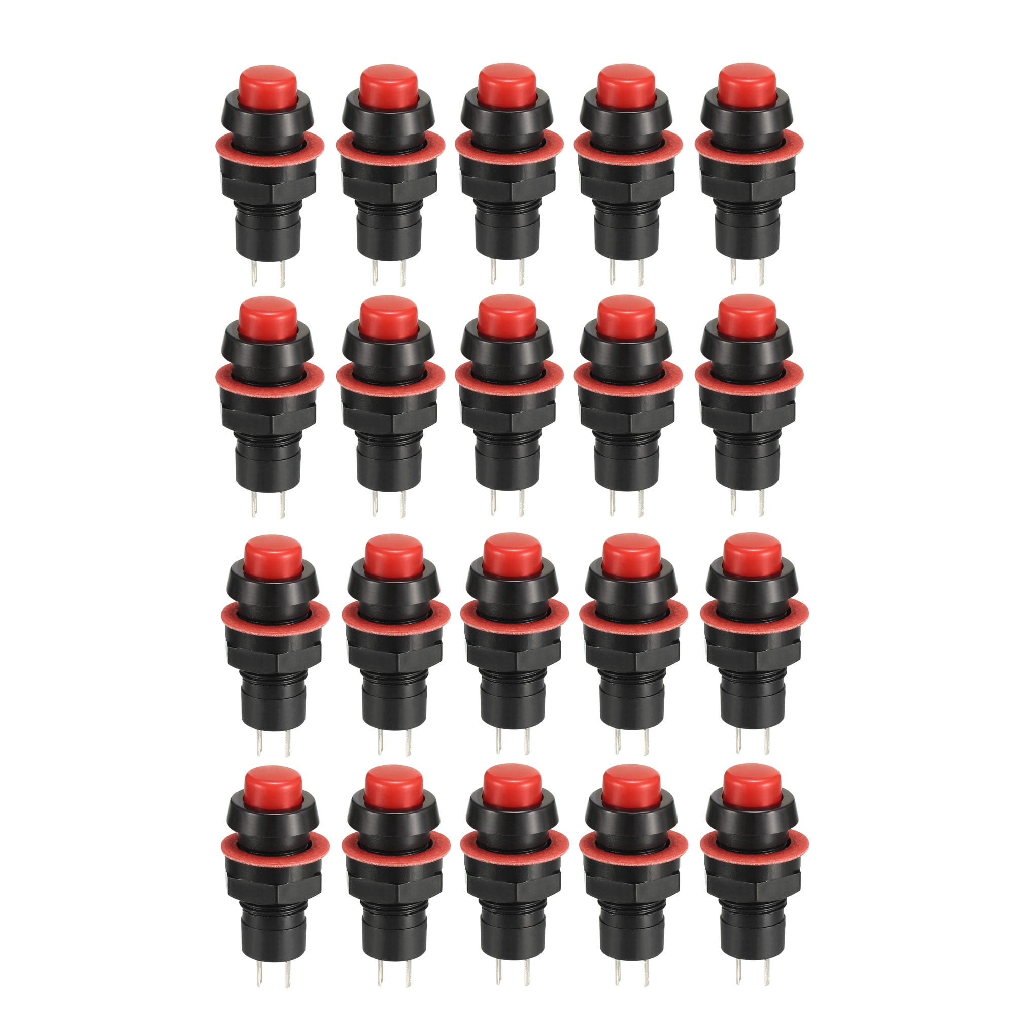 10mm Mounting Hole Red Latching Push Button Switch SPST NO, 20pcs