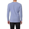 thumbnail image 3 of INSPIRE CHIC Men's Striped T-Shirt Long Sleeves Crew Neck Stripe Basic Tops M Blue, 3 of 6