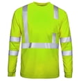 thumbnail image 2 of Ecqkame Men's Reflective Striped Tops High Visibility Safety Workwear Long Sleeve Shirts Breathable Mesh Crew Neck T-Shirt Green XXXL, 2 of 5