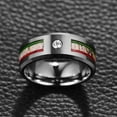 thumbnail image 2 of JQUEEN 8mm Silver Tungsten Wedding Rings Red + Green Guitar Strings with Cubic Zirconia, 2 of 5