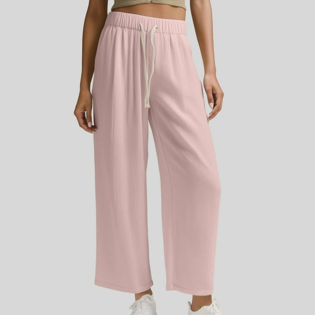 Women's Casual Pants Straight Leg Pants Elastic Waist with Drawstring Comfortable Travel Jogging Hiking Outdoor Soft Breathable Trousers for Spring Summer Fall Big and Tall Beach Pants Summer