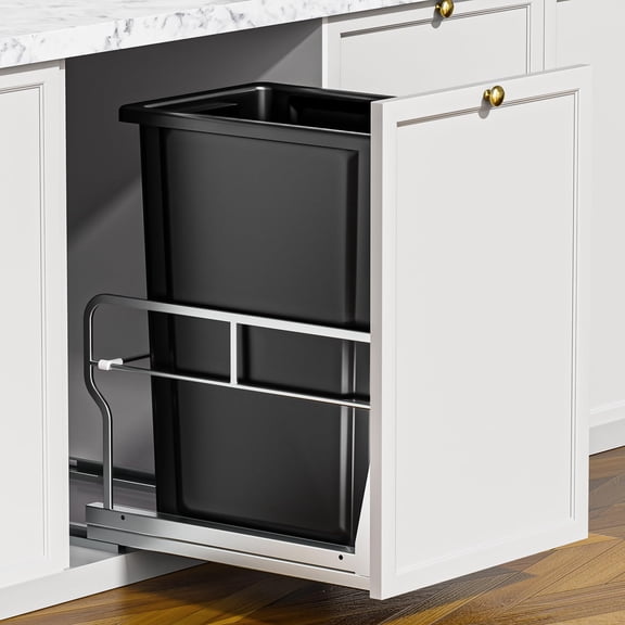 Single-8Gal Silver Pull Out Trash Can Under Cabinet