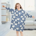 thumbnail image 4 of Wearable Blanket Hoodie for Kids Northern Bear Snow Flower Flannel Hooded Blanket with Pockets and Sleeves Suitable for Boys and Girls, 4 of 7