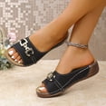 thumbnail image 6 of Sandals for Women Summer Women's Slide Sandals Versatile Plus-Size Metal Buckle Shoes Comfortable Summer Slippers, Black-36, 6 of 8
