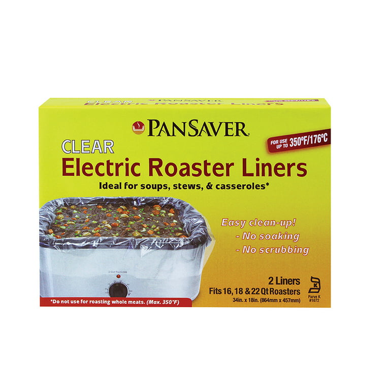 PanSaver Cooking Liners - Disposable Electric Roasting Pan Liners for  Instant Cleanup with No Scrubbing - Clear, 2 Count