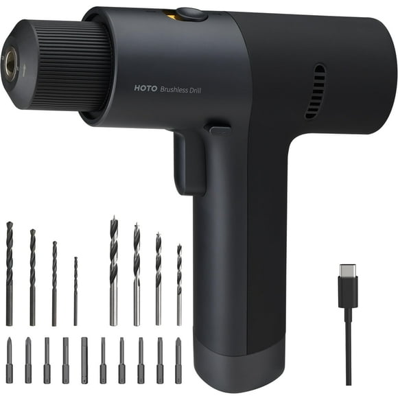 HOTO Cordless Brushless Drill 12V, LED Display Screen, 30 Precision Gears, 2 Working Modes, 2000mAh Battery, 266 In-lbs (30N·m) Torque, 3/8 Inch Keyless Chuck, 1400RPM,