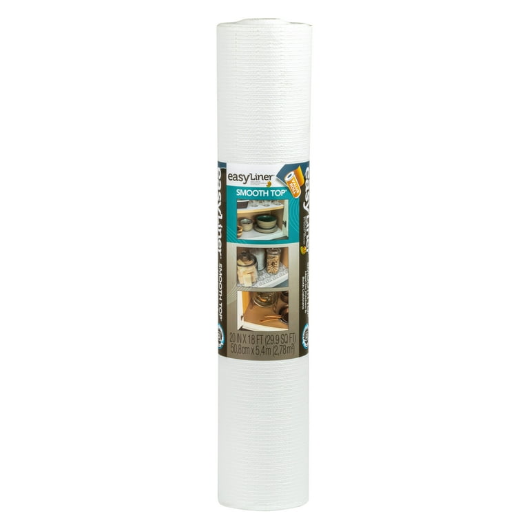 Easyliner Smooth Top Shelf Liner, White, 20 in. x 18 ft.