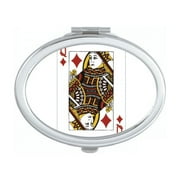 q playing cards pattern mirror portable fold hand makeup double side glasses