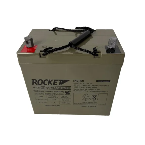 ROCKET RKT12550 Z(22NF) 12V 55Ah Sealed Lead Acid (SLA) Rechargeable Battery – Z Terminal – AGM, Maintenance-Free, Ideal for Mobility Scooters, UPS, and Standby Power