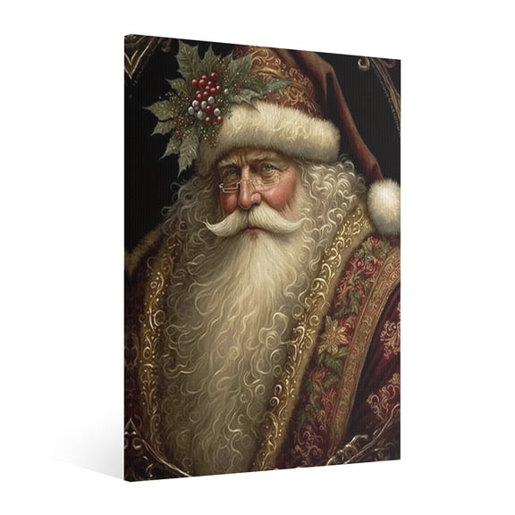 Vintage Christmas Cute Scenes of Santa Claus Wall Art Paint Framed - Xmas Festive Winter Holiday Christmas Wall Decor Canvas Print for Living Room Kitchen Bathroom Home Decor