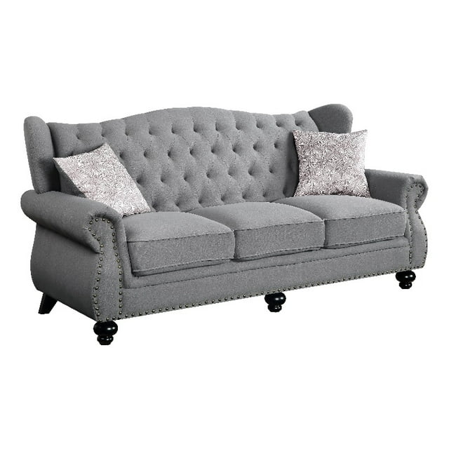 ACME Canapé avec 2 Coussins en Tissu Gris