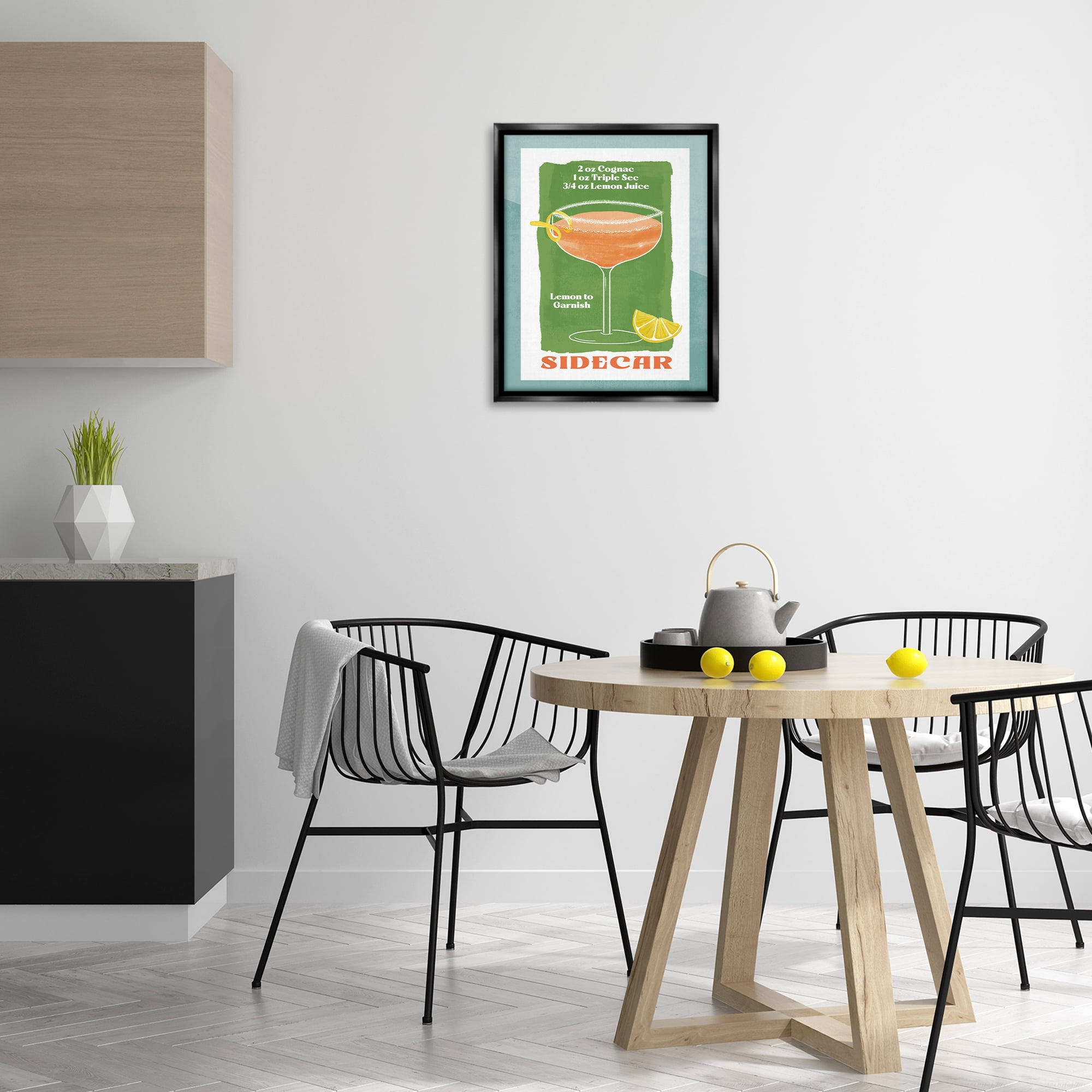 Stupell Industries Retro Sidecar Recipe Food & Beverage Painting Black Floater Framed Canvas Art Print Wall Art, 17 x 21