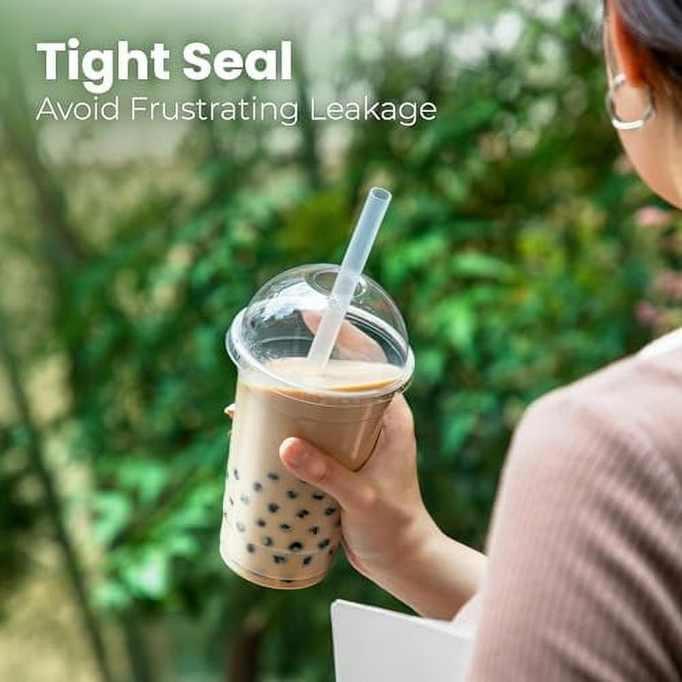 Premium Thicker Square Disposable Plastic Cups With Lids For Bubble Tea
