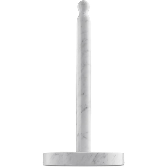 Koville Carrara Marble Paper Towel Holder Countertop, 6“ Genuine Stone Paper Towel Holder Stand for Kitchen Storage, for Standard or Jumbo-Sized Rolls