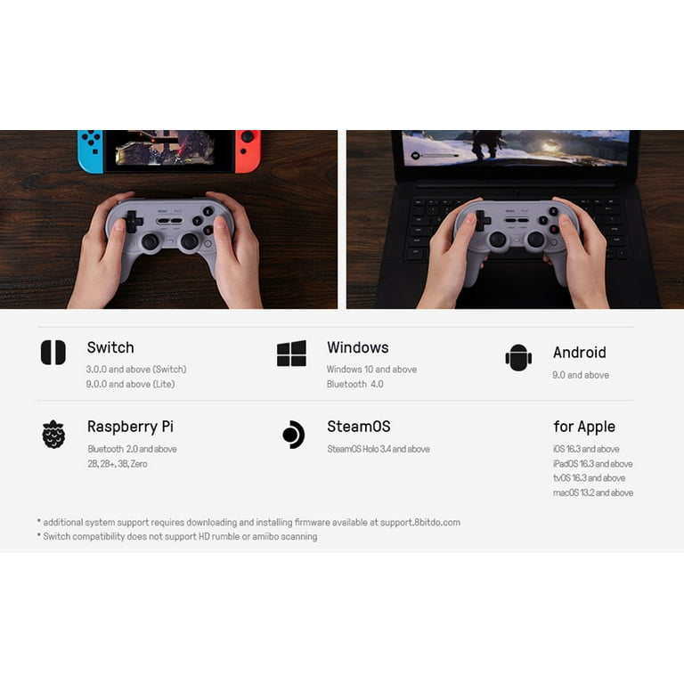 8BitDo Pro 2 Bluetooth Controller for Switch, PC, Android, Steam Deck,  Gaming Controller for iPhone, iPad, macOS and Apple TV (Gray Edition)