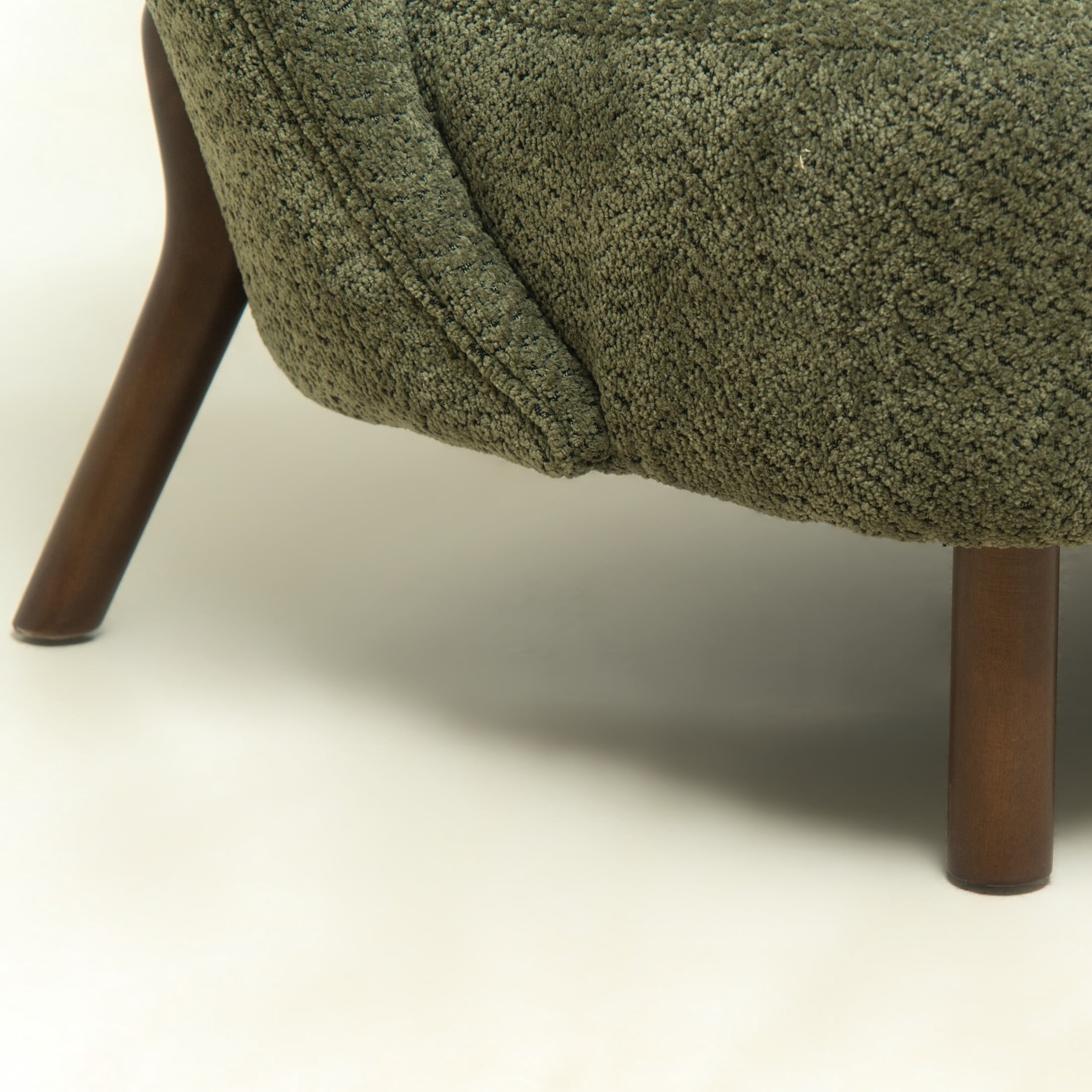 Noble House Avichai 58" Nordic Style Loveseat, Chenille Accent Sofa with Curved Tufted Backrest for Living Room, Olive Green