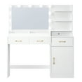thumbnail image 2 of White Vanity Desk with LED Lighted Mirror & Power Outlet 3 Drawers for Bedroom, 2 of 7
