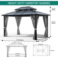 thumbnail image 2 of 10x12ft Gazebo, Hardtop Outdoor Canopy Aluminum Frame Permanent Gazebo with Netting and Curtains, Polycarbonate Garden Tent for Patio, Lawn, Backyard, Deck, 2 of 6