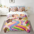thumbnail image 2 of Manfei Rainbow Dessert Bed in a Bag King Size,Sweet Ice Cream Bed Set,Colorful Candy Bedding King Size,Microfiber Room Decoration Reversible,7 Pieces, 2 of 7