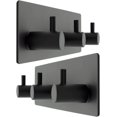 thumbnail image 1 of Paquete de 2 ganchos autoadhesivos, 3 ganchos de acero inoxidable impermeables para baño, toallas, sombreros, abrigos, dormitorio, ganchos resistentes para puertas (negro mate), 1 of 5