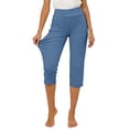 thumbnail image 6 of Tsesme Women's Casual Capris Loose Straight Leg Cropped Pants with Pockets, Comfy Elastic Waist Versatile Capris ,Blue,3XL, 6 of 8