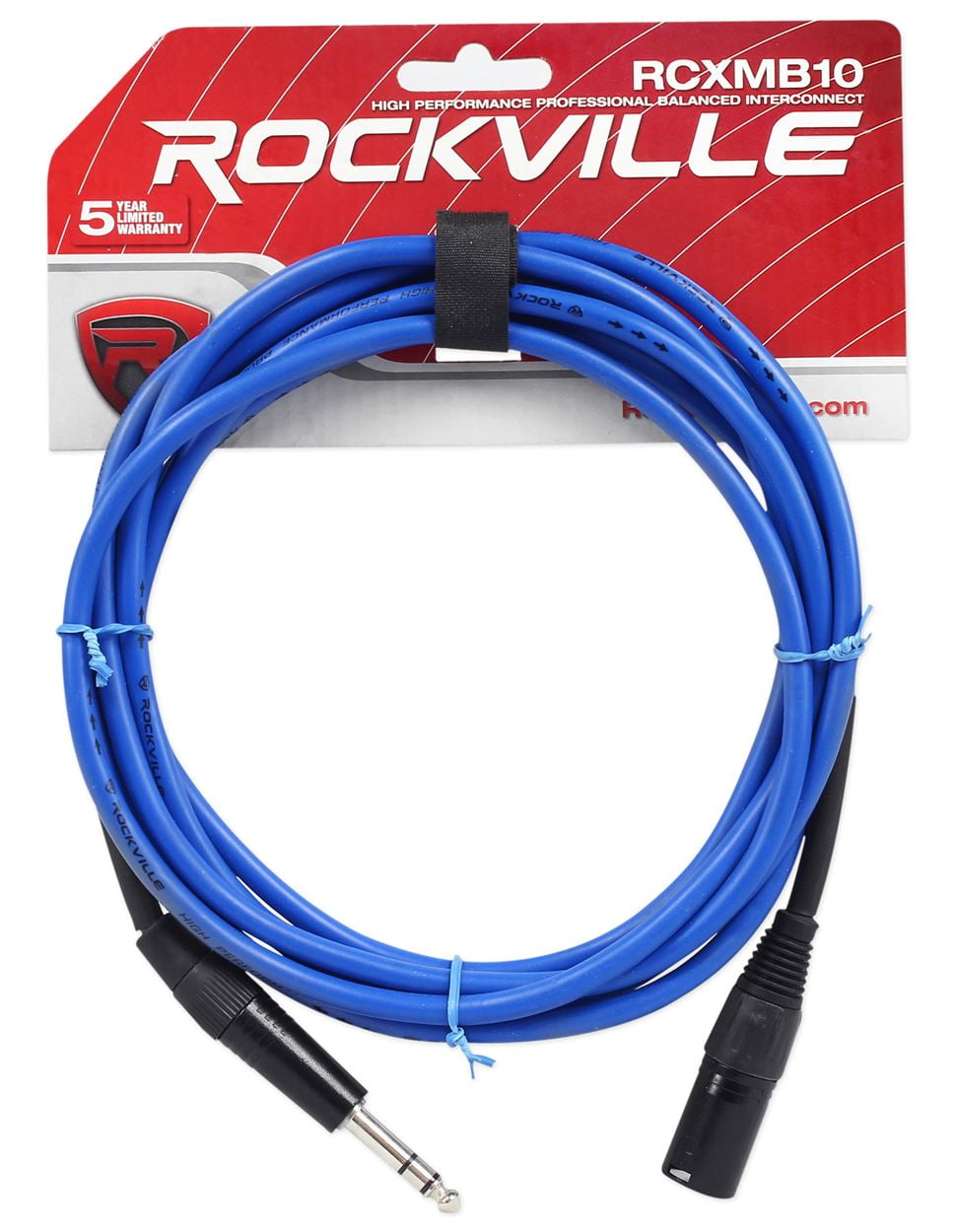3 Rockville 10' Male REAN XLR to 1/4'' TRS Balanced Cable OFC (3 Colors)