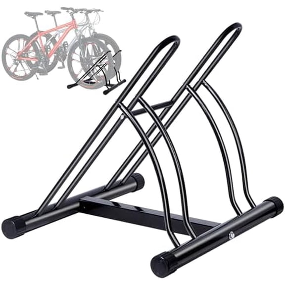 Bike Rack – Dual Bicycle Stand for Mountain, Road Bikes – Two Bike Parking Garage Storage Rack for Indoor and Outdoor Steel Bicycle Storage Tire Rack$$Tools & Hardware Other