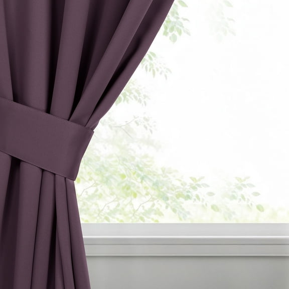 Bkue Nile Mills Modern, Classic Solid Semi Blackout Curtains, Set of 2, 46" x 63'', Wisteria