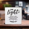 thumbnail image 3 of Zomyto 7x7 IN Bible Verse John 1:5 the Light Shines in the Darkness Wooden Box Sign Desk Decor, Scripture, 3 of 5