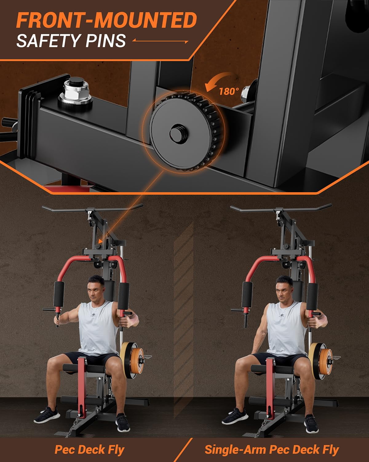 BouPower Home Gym Equipment, Multifunctional Home Gym Machine with Pulley System, Full Body Workout Exercise Equipment for Strength Training, Fits 1" & 2" Hole Diameters of Weight Plates (No Include)