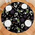 thumbnail image 2 of 44in Pumpkin Ghost Round Halloween Tablecloth with Elastic Edge, Fitted Table Cover for 36-44" Tables, Polyester Reusable Table Cloths Wipe Clean for Picnic, Dining, Outdoor Use and Party Decor, 2 of 7