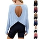 thumbnail image 1 of Tops de encaje para mujer,Camiseta de manga larga con tapa pulgar para mujer, holgada, sin espalda, cuello en V, informal, mezcla de poliéster y elastano, para uso doméstico y diario, sopatenor, 1 of 9